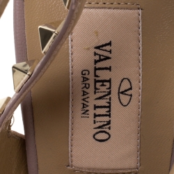 Pre Owned Valentino Light Pink Leather Rockstud Pointed Toe Sandals Size 36