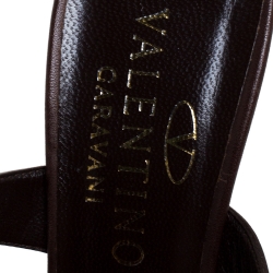 Pre Owned Valentino Dark Brown Leather Strappy Sandals Size 37