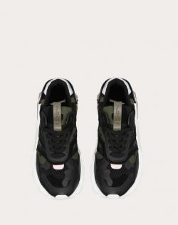 Pre Owned Valentino Multicolor Fabric and Leather Camouflage Bounce Low-Top Sneakers Size 37