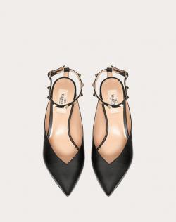 Pre Owned Valentino Black Leather Rockstud Hype Ankle Strap Pumps Size 38