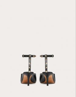 Pre Owned Valentino Black Leather Rockstud Hype Ankle Strap Pumps Size 38