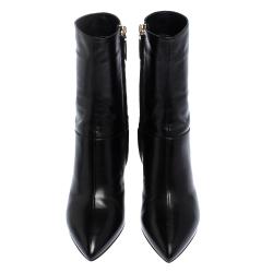 Pre Owned Valentino Black Leather Ankle Boots Size 37