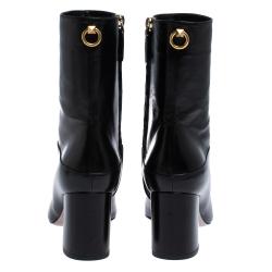 Pre Owned Valentino Black Leather Ankle Boots Size 37