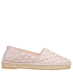 Pre Owned Valentino Water Rose Quilted Leather Rockstud Spike Espadrille Flats Size 38