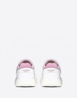 Pre Owned Valentino Water Rose Stretch Knit and Leather VLTN Heroes Her Low-Top Sneakers Size 37.5