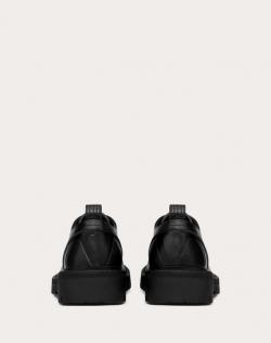 Pre Owned Valentino Black Leather VLOGO Detail Derby Size 40