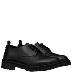 Pre Owned Valentino Black Leather VLOGO Detail Derby Size 40