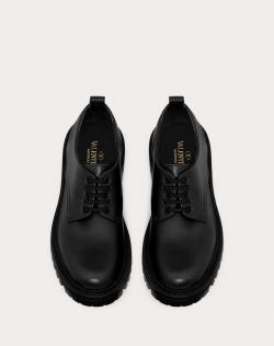 Pre Owned Valentino Black Leather VLOGO Detail Derby Size 40