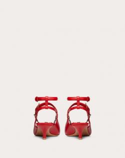 Pre Owned Valentino Rouge Pur Leather Chain Detail Ankle Strap Pumps Size 37