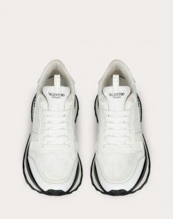 Pre Owned Valentino White Fabric and Leather Camouflage Rockrunner.Up Platform Sneakers Size 36