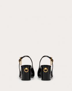 مملوكة مسبقًا Valentino Black Patent Leather Slingback Block Heel Pumps Size 38.5