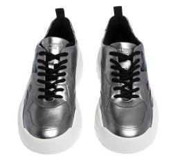 Pre Owned Valentino Silver Leather Butterflies by Undercover Print Platform Sneakers Size 38