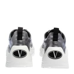 Pre Owned Valentino Silver Leather Butterflies by Undercover Print Platform Sneakers Size 39
