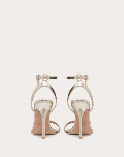 Pre Owned Valentino Peach Leather Chain Detail Ankle Strap Sandals Size 38