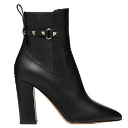 مملوكة مسبقًا Valentino Black Leather Rockstud Ankle Boots Size 40
