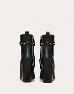 Pre Owned Valentino Black Leather Rockstud Ankle Boots Size 40