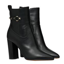 Pre Owned Valentino Black Leather Rockstud Ankle Boots Size 40