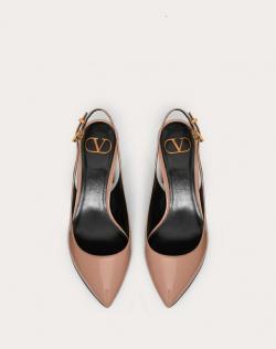 Pre Owned Valentino Rose Canelle Patent Leather Slingback Block Heel Pumps Size 39.5