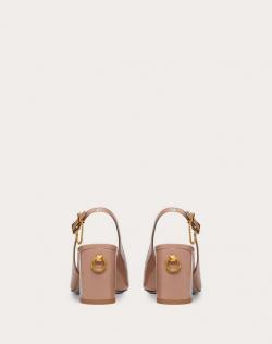 Pre Owned Valentino Rose Canelle Patent Leather Slingback Block Heel Pumps Size 40.5