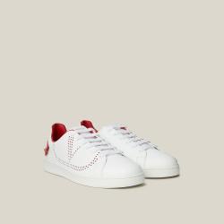 Pre Owned  Valentino Garavani White V-Logo Leather Sneakers Size IT 39