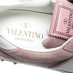 مملوكة مسبقًا Valentino Loto/Bianco Suede And Leather Flycrew Lace Up Sneakers Size 38