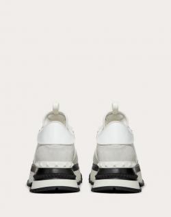 Pre Owned Valentino White Fabric and Leather Camouflage Rockrunner.Up Platform Sneakers Size 39