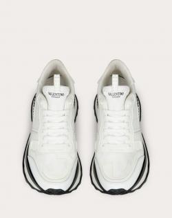 Pre Owned Valentino White Fabric and Leather Camouflage Rockrunner.Up Platform Sneakers Size 39