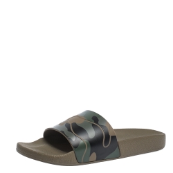 Pre Owned Valentino Camo Rubber Slide Sandals Size 41