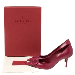 Valentino Raspberry Pink Leather Vlogo Pointed Toe Pumps Size 38.5