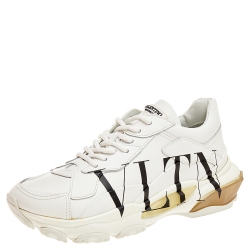 Valentino White Leather Bounce Low Top Sneakers Size 37.5