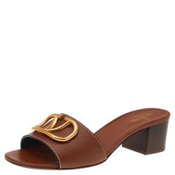 Valentino Garavani Vlogo Slide Sandals - Brown