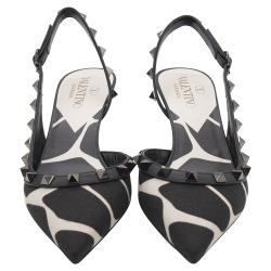 Pre Owned Valentino As Sample/Nero ROCKSTUD Slingback Pumps Size EU 40
