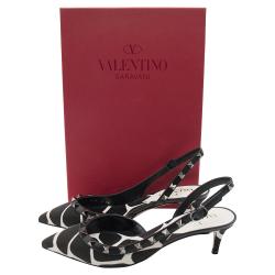 Pre Owned Valentino As Sample/Nero ROCKSTUD Slingback Pumps Size EU 40