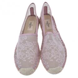 مملوكة مسبقًا Valentino Pink Lace Espadrilles Size 38