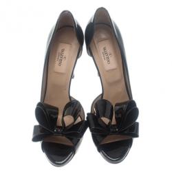 مملوكة مسبقًا Valentino Black Patent Bow D'orsay Pumps size 37