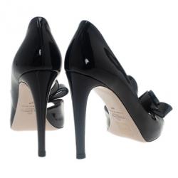 مملوكة مسبقًا Valentino Black Patent Bow D'orsay Pumps size 37