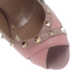 Pre Owned حذاء فالنتينو جلد وردي نعل سميك روكستاد كريس كروس مقاس 39.5