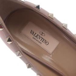 Pre Owned حذاء فالنتينو جلد وردي نعل سميك روكستاد كريس كروس مقاس 39.5