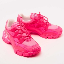 Pre Owned Valentino Pink Leather and Mesh Climbers Sneakers Size 38