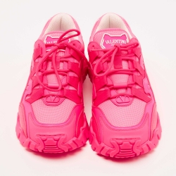 Pre Owned Valentino Pink Leather and Mesh Climbers Sneakers Size 38