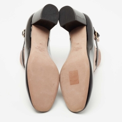 Pre Owned Valentino Black/Beige Velvet and Patent Leather Ankle Boots Size 38