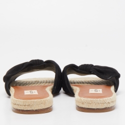 Pre Owned Valentino Black Suede Bow Espadrille Flat Slides Size 41