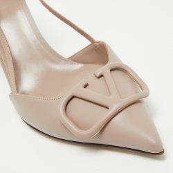 Pre Owned Valentino Dusty Pink Leather VLogo Slingback Pumps Size 40