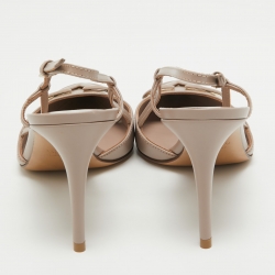 Pre Owned Valentino Dusty Pink Leather VLogo Slingback Pumps Size 40