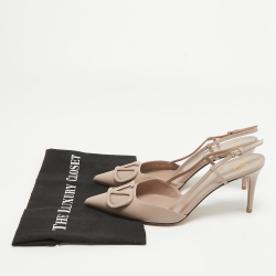Pre Owned Valentino Dusty Pink Leather VLogo Slingback Pumps Size 40