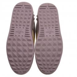 Pre Owned Valentino Blush Pink And Gold Band Leather Open Low Top Sneakers Size 40