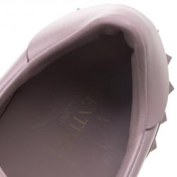 Pre Owned Valentino Blush Pink And Gold Band Leather Open Low Top Sneakers Size 40