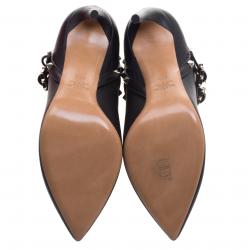 Pre Owned Valentino Black Leather Rockstud Pointed Toe Ankle Boots Size 40.5