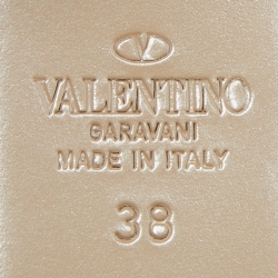 Pre Owned Valentino Blue/Pink Leather Rockstud Strappy Flat Mules Size 38