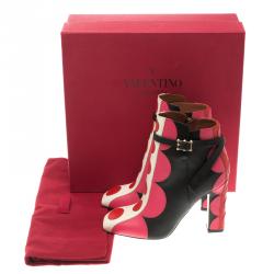 Pre Owned Valentino Multicolor Leather Polka Dot Ankle Boots Size 37